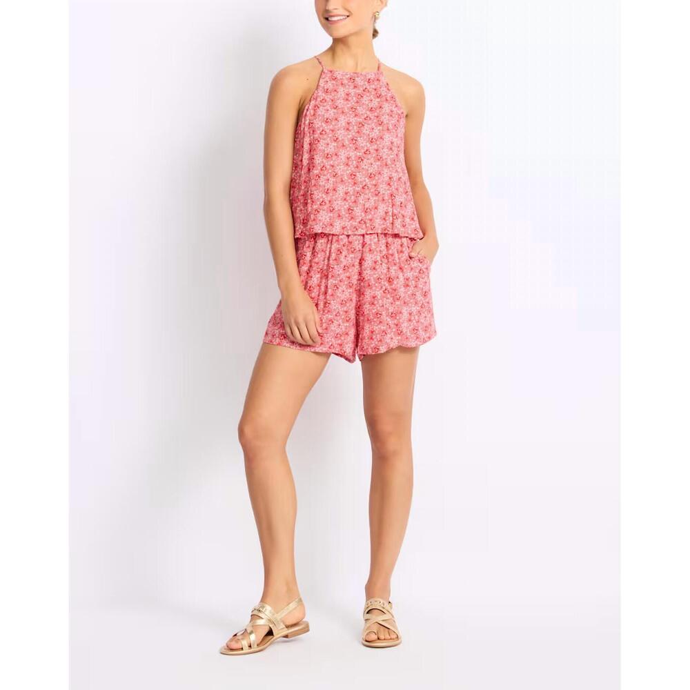 NEW GILLI addie romper in coral ditsy